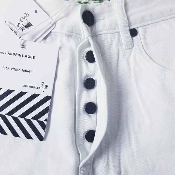 Free People x Sandrine Rose Sz 28 White Raw Hem High Rise Denim Bermuda Shorts - Picture 4 of 14